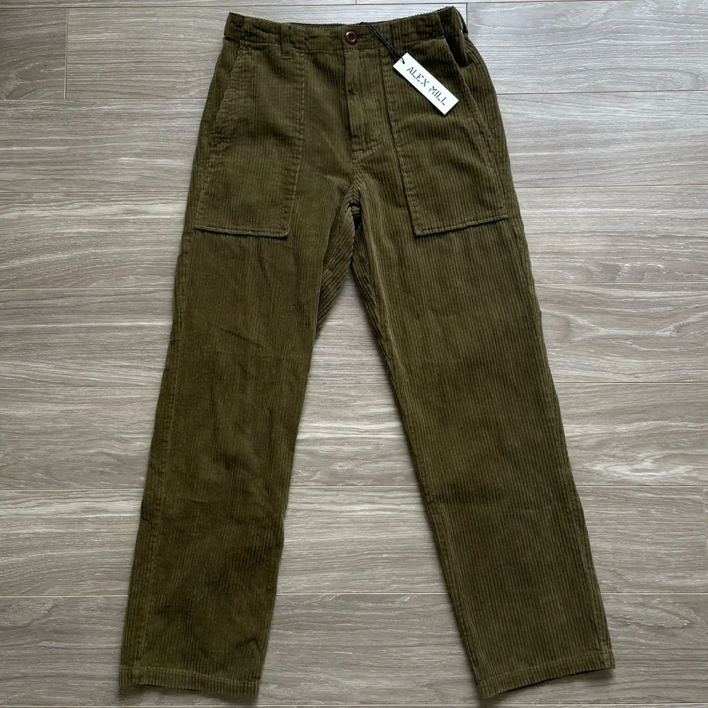 NWT Alex Mill Women’s Neil Straight Leg Pant Corduroy Sz 2 Green 100% Cotton - Picture 14 of 14